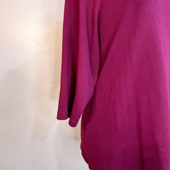 🌻 Plus Size Karen Scott 3X Cotton Scoop-Neck Top — Burgundy 3/4 sleeves - Picture 2 of 6